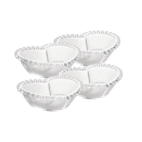 Jogo de 4 Bowls Wolff Pearl de Cristal Incolor 12cm