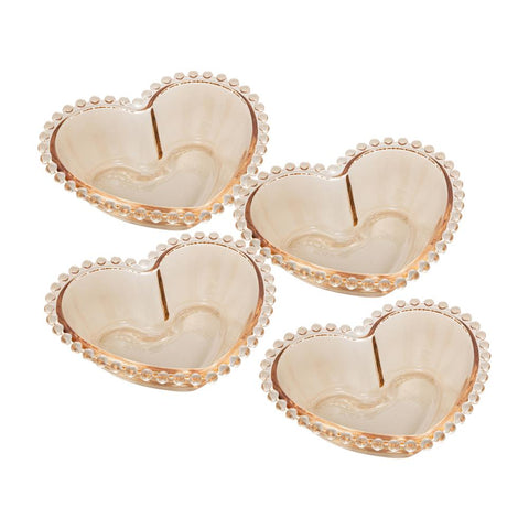 Jogo de 4 Bowls Pearl de Cristal Âmbar 12cm x 10cm x 4cm - Wolff