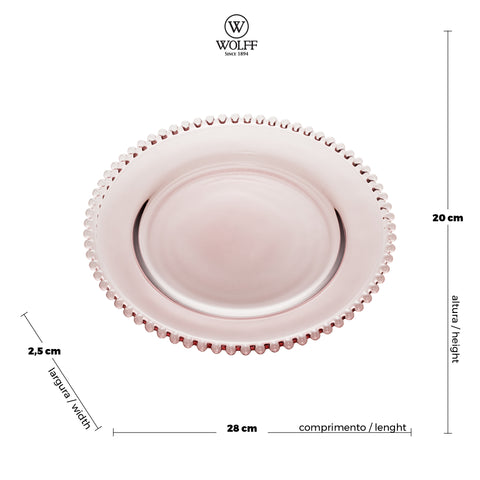 Prato Pearl de Cristal Rosa 28cm - Wolff