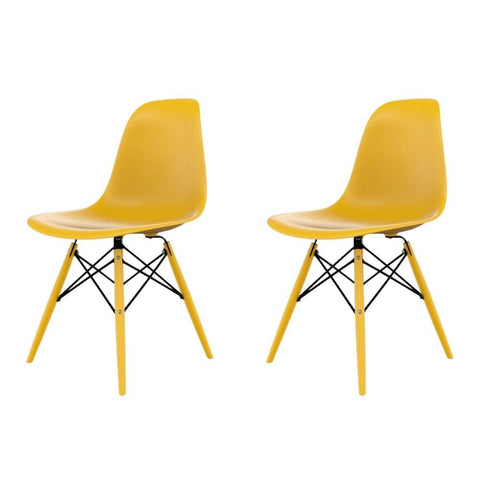 Conjunto com 2 Cadeiras Eames Amarelo Lumi Dsw-Inj - Mollie