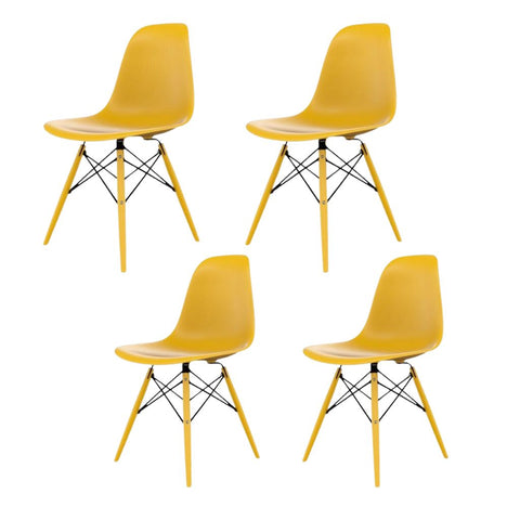 Conjunto com 4 Cadeiras Eames Amarelo Lumi Dsw-Inj - Mollie