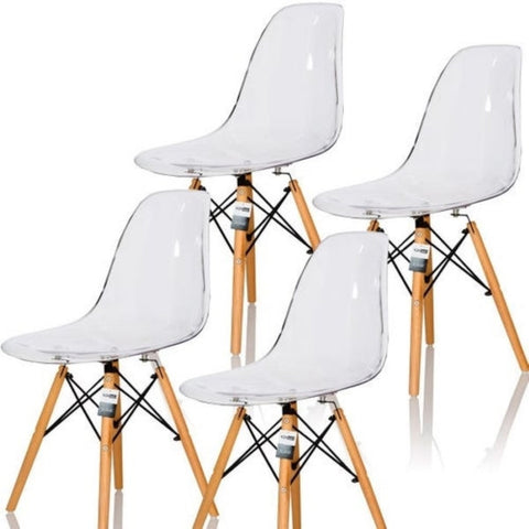 Conjunto 4 Cadeiras Eames Transparente - Mollie