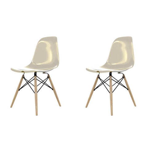 Conjunto Com 2 Cadeiras Eames Ambar Base Em Madeira - Mollie