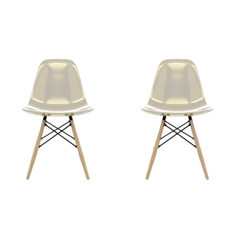 Conjunto Com 2 Cadeiras Eames Ambar Base Em Madeira - Mollie