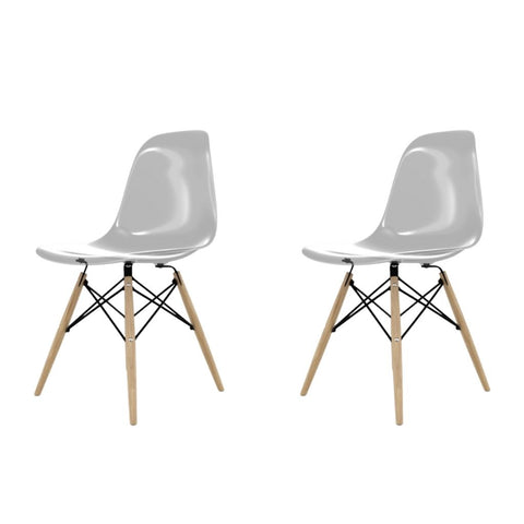 Conjunto Com 2 Cadeiras Eames Fume Base Em Madeira