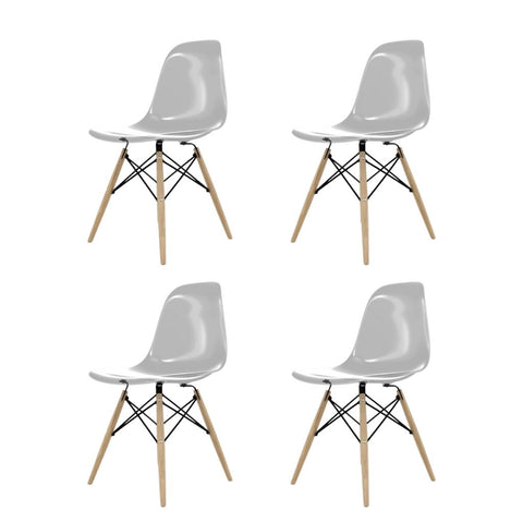 Conjunto Com 4 Cadeiras Eames Fume Base Em Madeira - Mollie