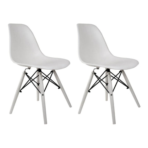 Conjunto Com 2 Cadeiras Eames Branco  Base Em Polipropileno