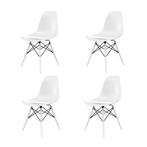 Conjunto Com 4 Cadeiras Eames Branco Base Em Polipropileno - Mollie