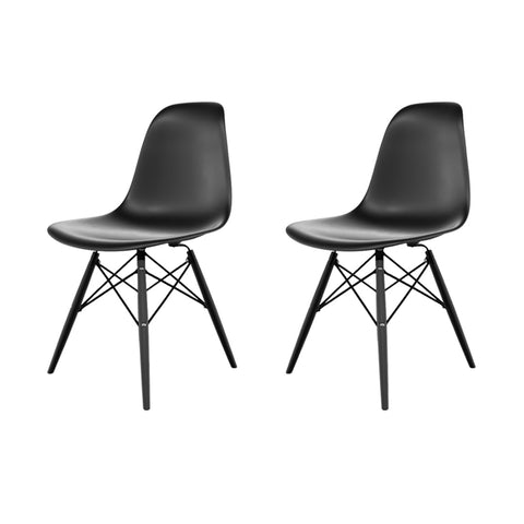 Conjunto Com 2 Cadeiras Eames Preta  Base Em Polipropileno