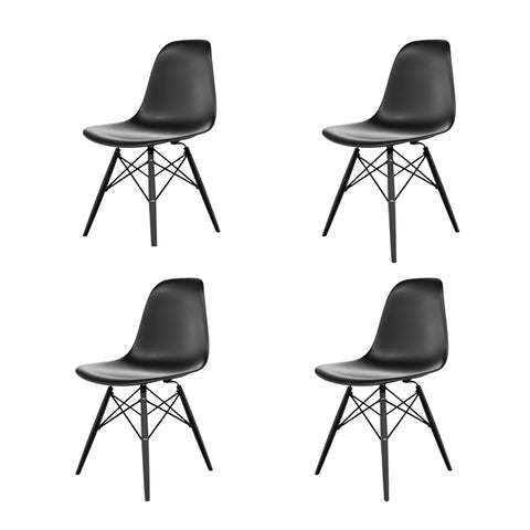 Conjunto Com 4 Cadeiras Eames Preta Base Em Polipropileno - Mollie