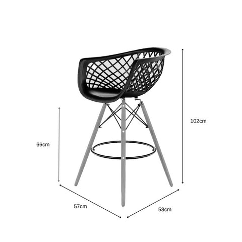 Banqueta Web Cappuccino Base em Madeira - Mollie