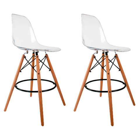 Conjunto 2 Banquetas Eames Transparente - Mollie