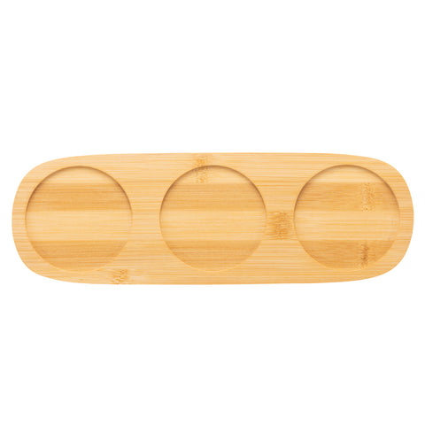 3 Petisqueiras com Bandeja de Bambu 32x10x3,5cm - Lyor