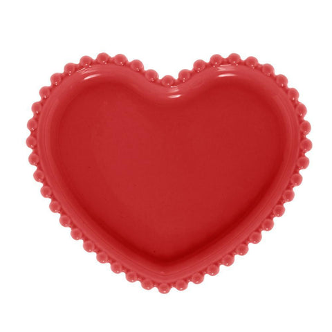 Jogo de 4 Pratos Wolff Heart Beads de Porcelana Vermelho 17cm x 15cm x 2cm