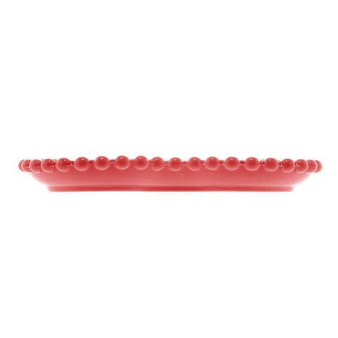 Jogo de 4 Pratos Wolff Heart Beads de Porcelana Vermelho 17cm x 15cm x 2cm