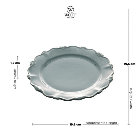 Prato para Sobremesa Wolff Fancy de Porcelana Menta 20cm