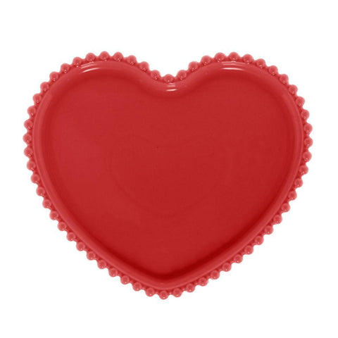 Jogo de 2 Pratos Wolff Heart Beads de Porcelana Vermelho 20cm x 17cm x 2cm