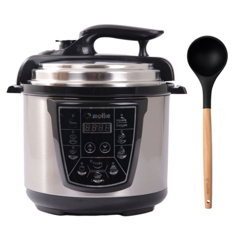 Panela de Pressão Elétrica Multif 4L 127V- Mollie - Inox + Livro de Receitas + Concha Silicone