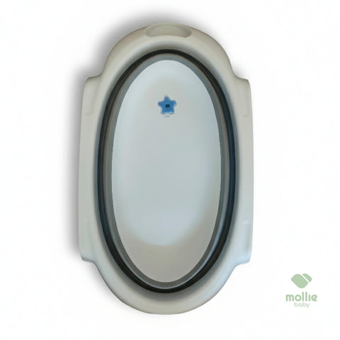 Banheira de Bebê Dobrável Portátil Até 35 Litros com Almofada de Banho Cinza - Mollie Baby