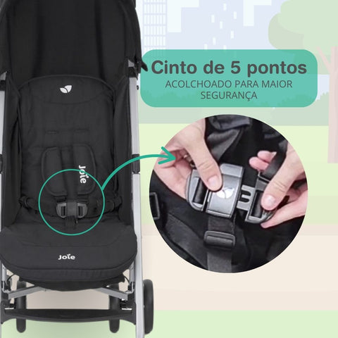 Carrinho de Bebê Passeio Guarda Chuva Nitro Preto Coal - Joie