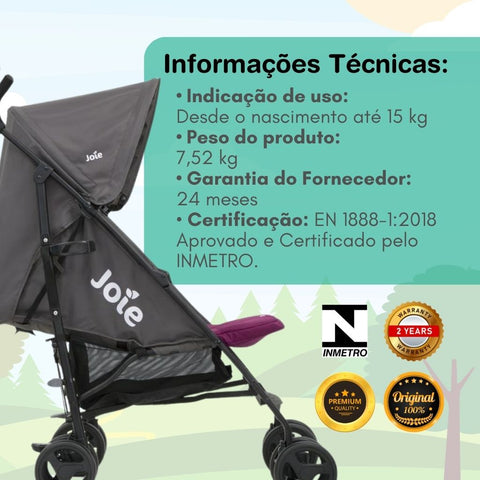 Carrinho de Bebê Passeio Guarda Chuva Nitro Rosa Rosy - Joie