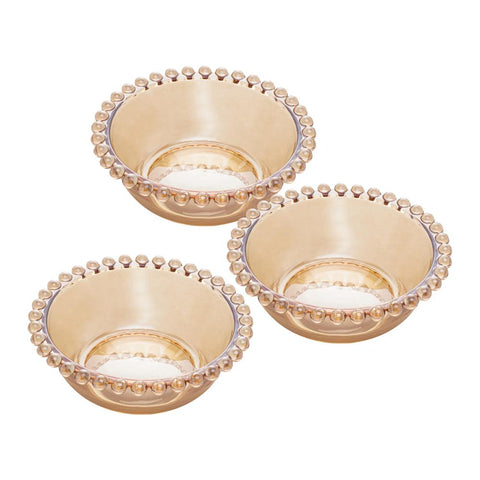 Jogo de 3 Bowls Pearl de Cristal Âmbar 14cm x 5cm - Wolff