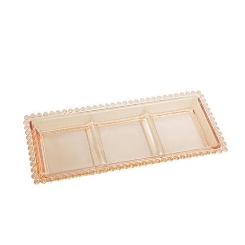 Petisqueira Pearl de Cristal Âmbar 30cm x 13cm x 3cm - Wolff