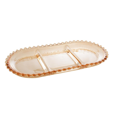 Petisqueira Pearl de Cristal Âmbar 30cm x 15cm x 2cm - Wolff